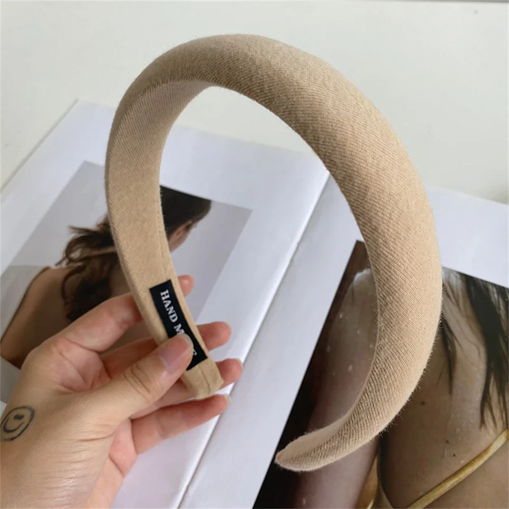 Fashion Solid Color Wide Hair Bands Girls Vintage Elastic Hair Band Thicken Headband Imitation Wool Hair Hoop