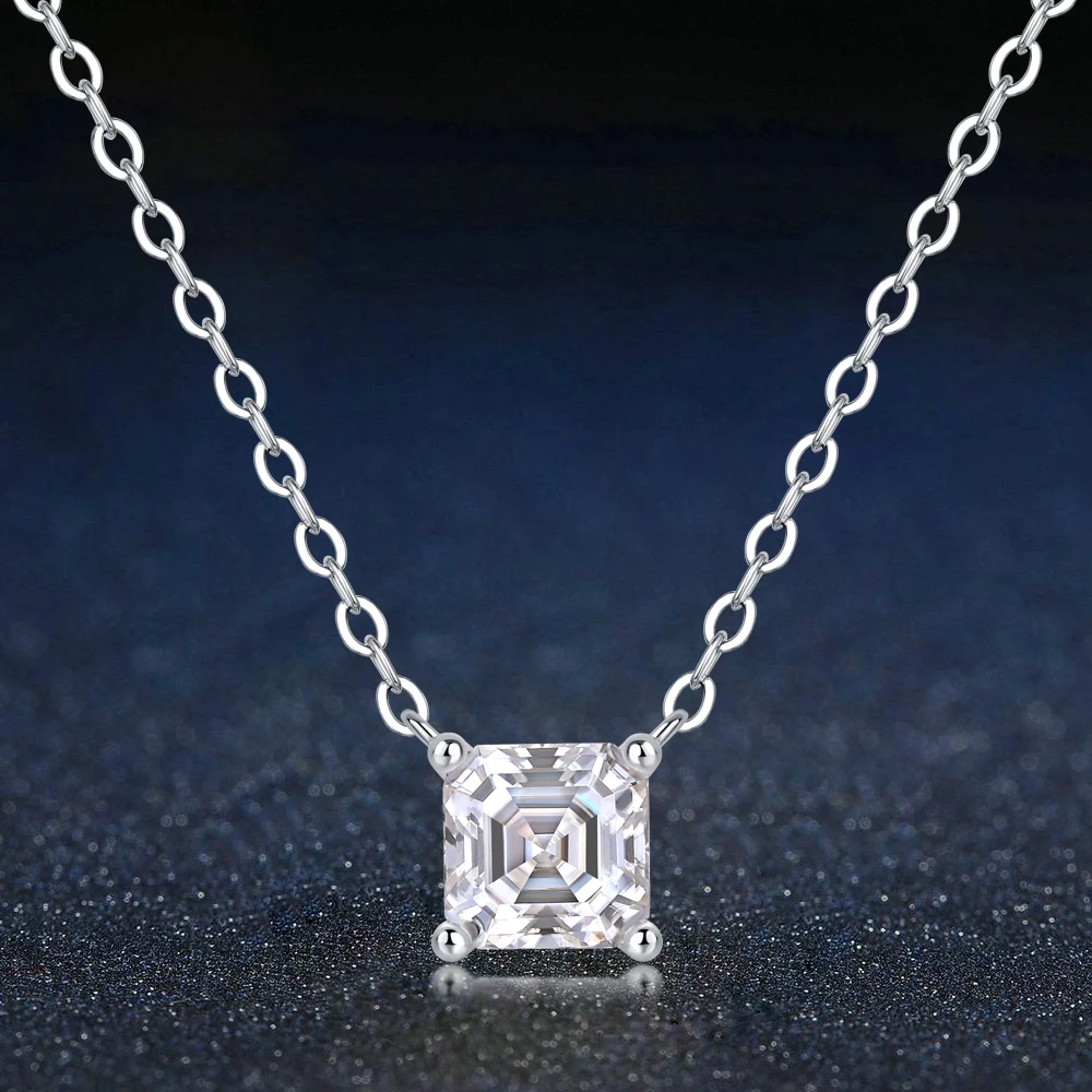 

1CT Moissanite Necklace for Women 925 Sterling Silver Chain Excellent Cut D Color Diamond Pendant Fine Jewelry -Brilliant Love