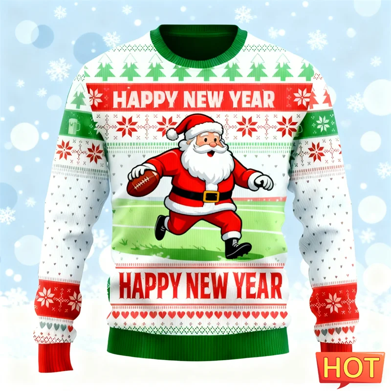 2026 جديد الكرتون سانتا كلوز سترة عيد الميلاد القبيحة موضة طاقم الرقبة ثلاثية الأبعاد مطبوعة عيد الميلاد بلوزات فضفاضة تنفس البلوفرات #1