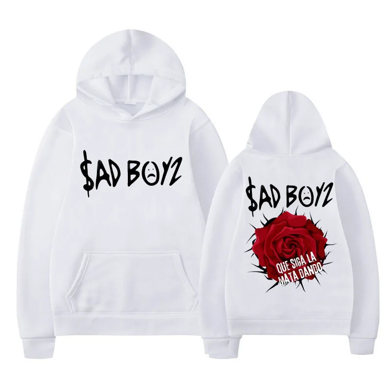 

Singer Junior H Sad Boyz Graphic Printed Hoodie Men Women Fashion Hip Hop Vintage Harajuku Hooded Pullover Oversized Sweatshirt