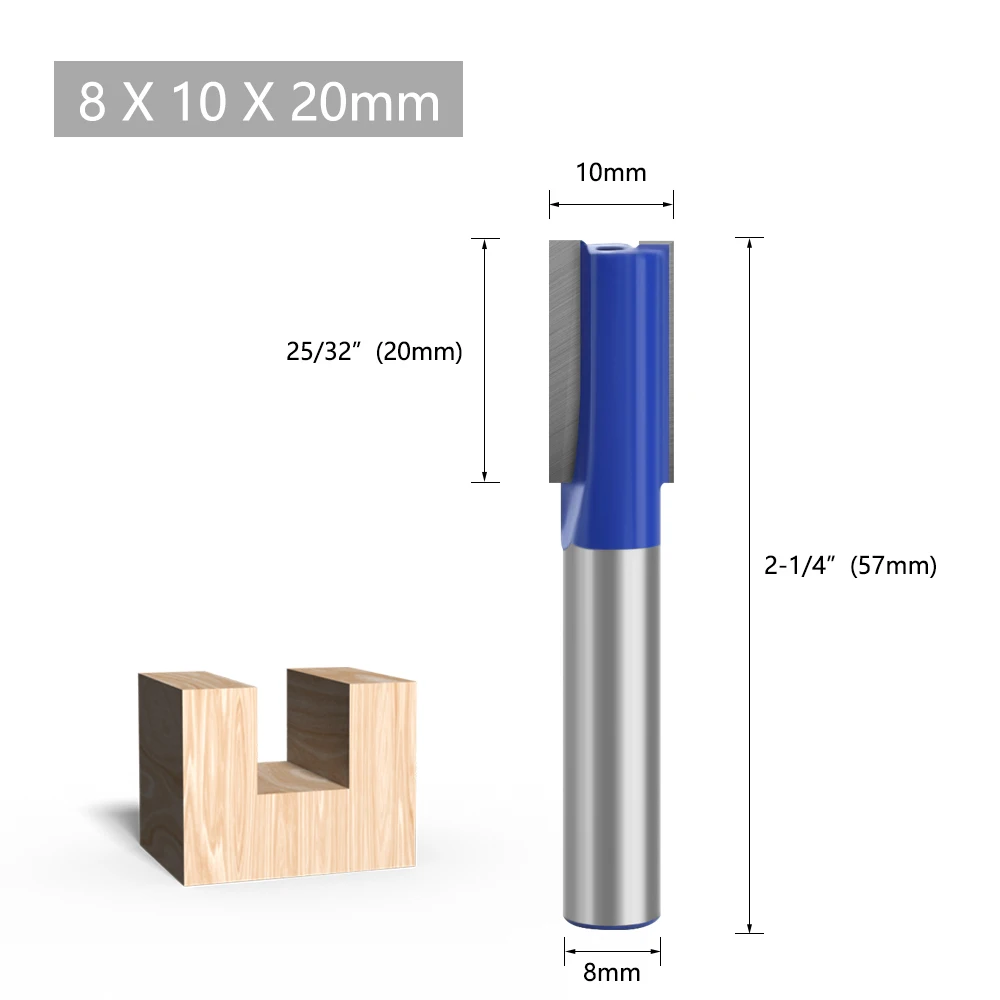 LAVIE Fräser mit 8-mm-Schaft, gerader Doppelfräser für Holz, zum Einstanzen von Nuten, zum Schnitzen und Schneiden, für Holzbearbeitung, DIY- und Handwerksprojekte. – Detail 9