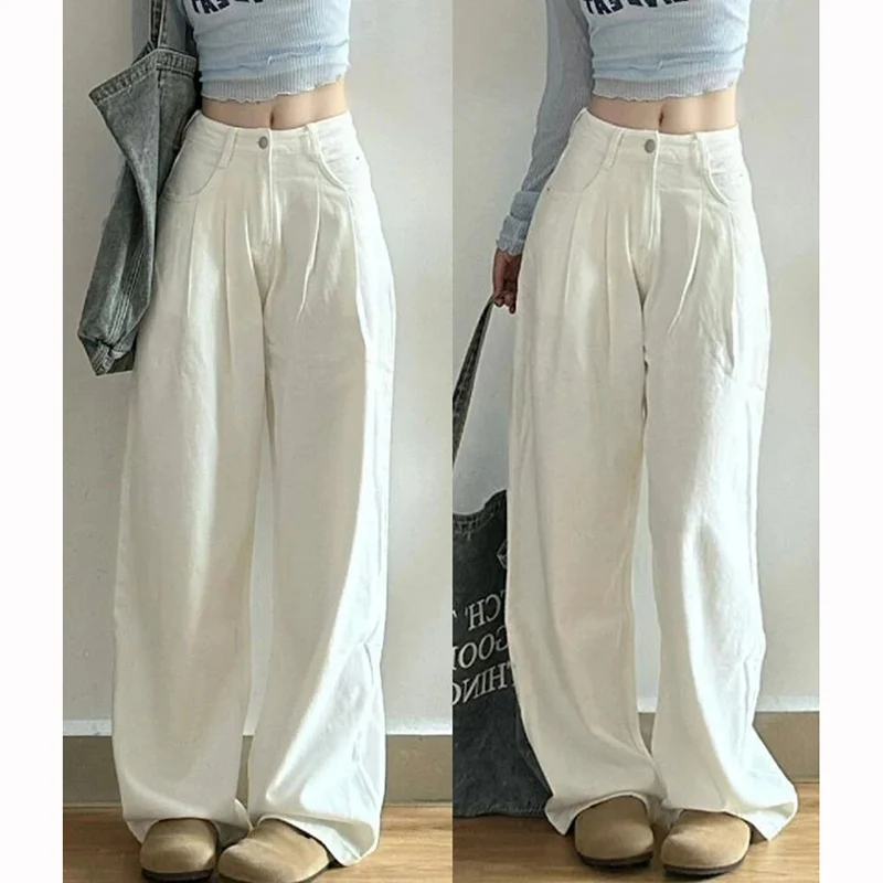 

Горячая распродажа: Женские классические корейские модные джинсы, широкие джинсовые брюки с высокой талией в корейском стиле Ins