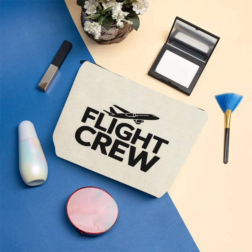 Aviation-Themed Flight Crew Logo Airplane Silhouette Makeup Toiletry Bag Lightweight Travel  Male/Female Pilots Reusable Bags
