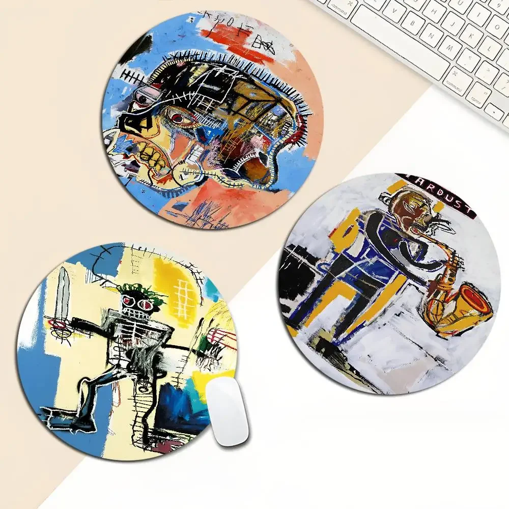 

Abstract B-Basquiats Anti-Slip Round Gaming Laptop Computer Desk Mat Office Notbook Mouse Pad Mouse Mat for PC Gamer Mousemat