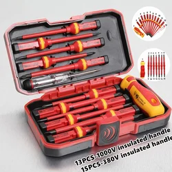 변경 가능한 절연 스크루 드라이버 세트 및 마그네틱 슬롯 비트 수리 도구, 전기 기사 도구, 1PC, 15PCs, 380V, 13PCs, 1000V