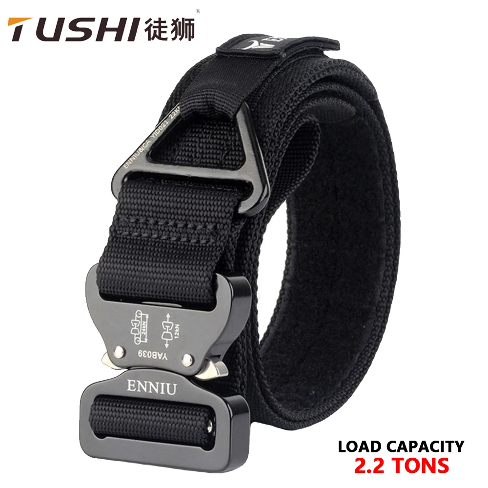 TUSHI New Outdoor Tactical Belt CQB Black Belt With Drop Board Rescue Belt Sport Climbing Training Belt Men and Women Nylon Belt