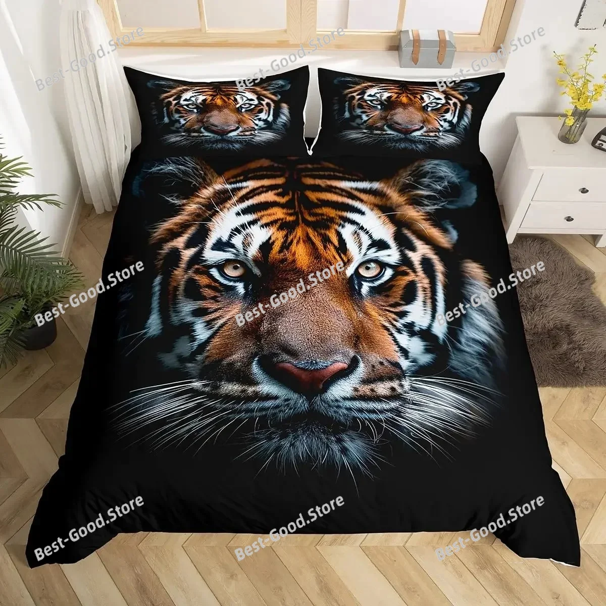 Tiger 3D Print Duvet Cover Set Queen Size Wild Animals Bedding Set For Kids Teens Room Decor Animal Fur Comforter Covers Sets