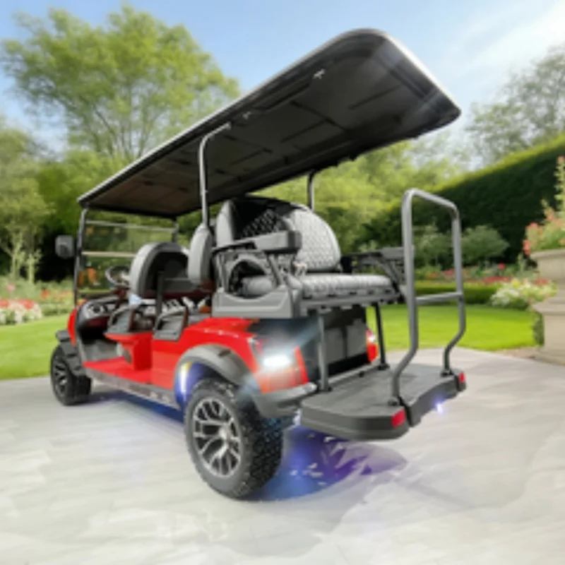 

Hot Sale Wholesale 72/60V 5KW AC Motor 6 Seater Electric Golf Cart 14-Inch Off-Road Tires Tire LED Strip Black Upholstered Seat