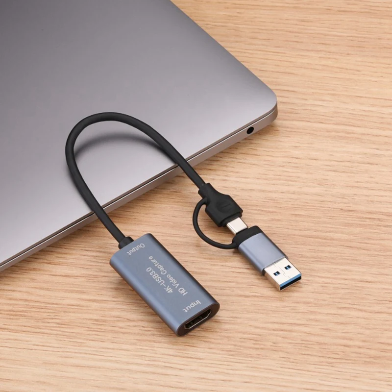 Tarjeta de captura de vídeo USB3.0, tarjeta grabadora de videojuegos 4K, Compatible con USB tipo C para transmisión en vivo de juegos