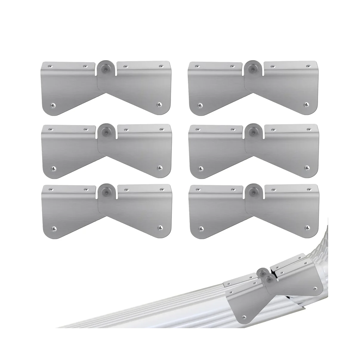 6Pcs Gutter Extension Hinge, Stainless Steel Downspout Extension Hinge ZipHinge Gutter Extension Can Easy Installation