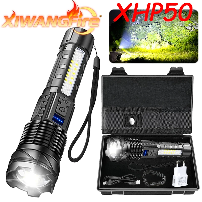 LED Flashlight Rechargeable Torch High Power Strong Light Flashlight Long Range Tactical Zoom Lamp Outdoor Camping Lantern Torch
