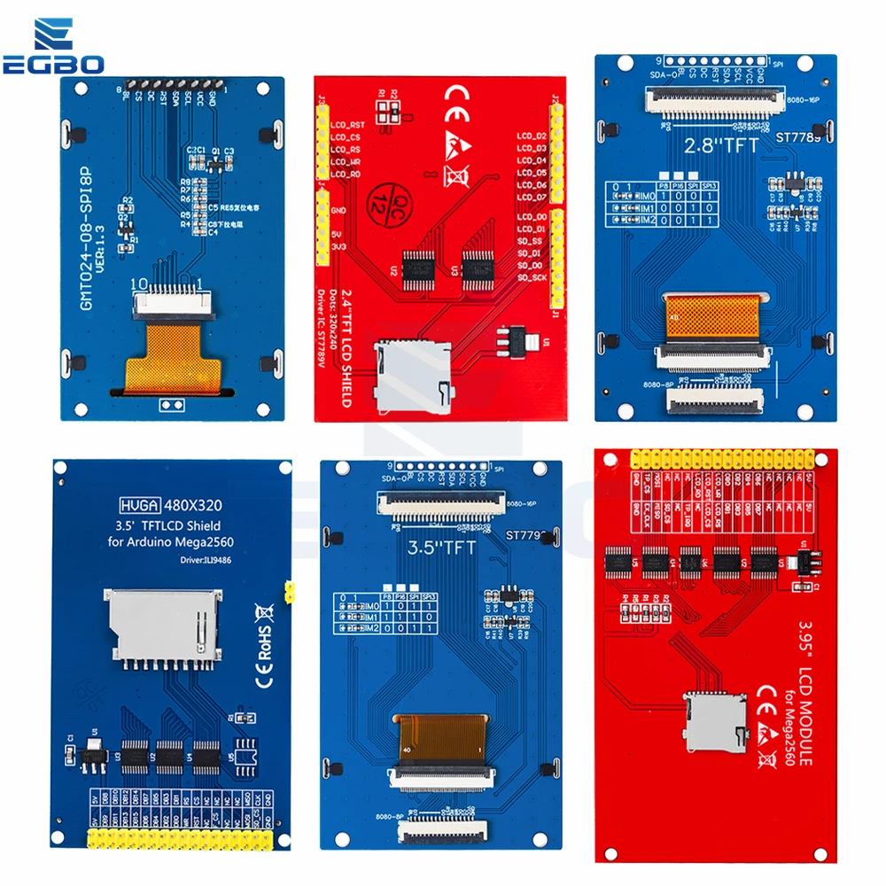 TFT 풀 컬러 스크린 LCD 모듈, 아두이노용 SPI, TFT 디스플레이, ILI9341 드라이버 인터페이스, 1.44 인치, 1.69 인치, 1.8 인치, 2.4 인치, 2.8 인치, 3.5 인치
