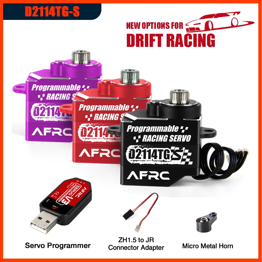 AFRC-D2114TG-S Micro programable, Servo, caja de Metal completa 11g, dirección súper silenciosa para MINI Z Q D Drift, coche de carreras,