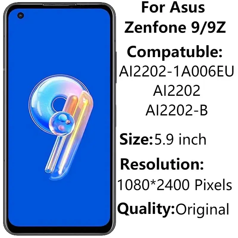 

5.9" Original For Asus Zenfone 9 AI2202 AI2202_B LCD Display Touch Screen Digitizer Assembly Asus Zenfone 9Z AI2202-1A006EU LCD