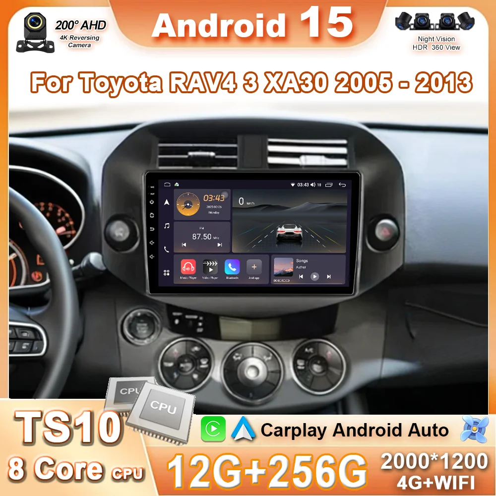 

Android 15 для Toyota RAV4 3 XA30 2005-2013 Автомобильный радиоприемник Автоматическая навигация GPS Мультимедийный видеоплеер Стерео головное устройство NO 2DIN DVD