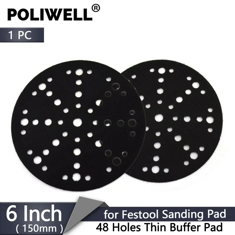 6 inci 150mm 1 buah 48 lubang Ultra tipis bantalan pengamplasan Festool bantalan penyangga antarmuka untuk kait dan Loop amplas perlindungan bantalan abrasif