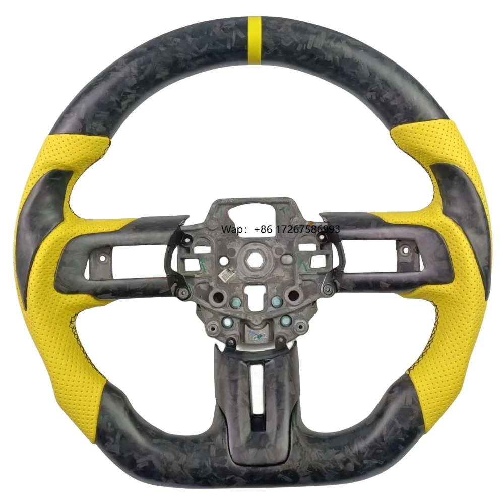 

Matte Forged Carbon Fiber Steering Wheel, Suitable for Mustang
