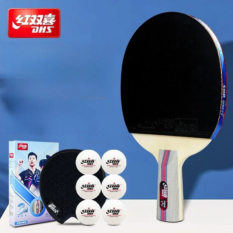 

DHS H3006 3 Star Table Tennis Racket Ping Pong Paddle Racket Professional Pure Wood Paddle with Sticky Rubber Racquet Sports