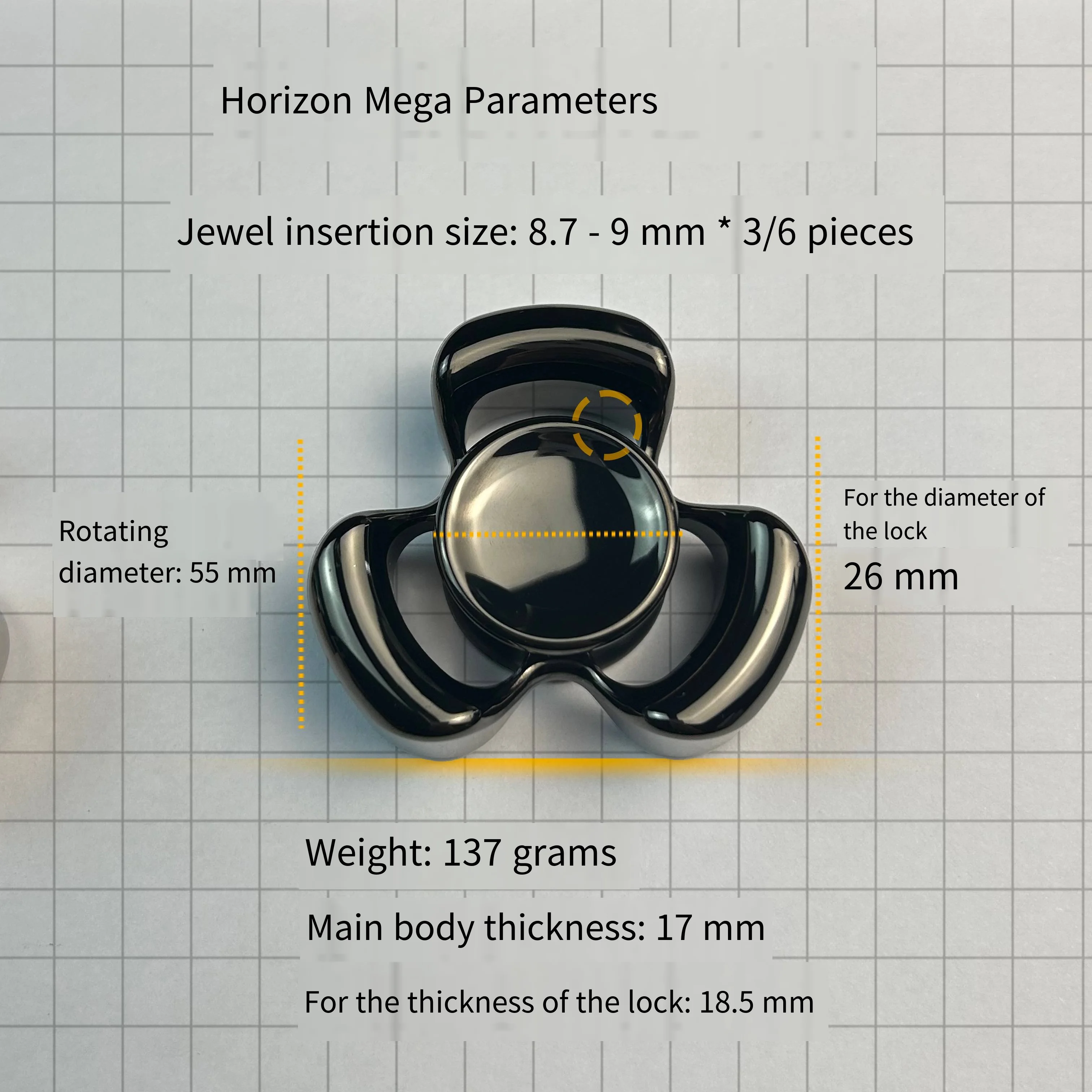 Dreiblättriger Horizon Mega Speed Hand Feel Type Fidget Spinner aus Edelstahl 304, Spielzeug zum Stressabbau