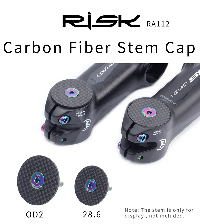 Risk Carbon Fiber 28.6mm Stem Cap/31.8mm OD2 Stem Cap + TC4 Titanium Alloy Screw For Mountain Road Bike Bicycle Cycling Headset