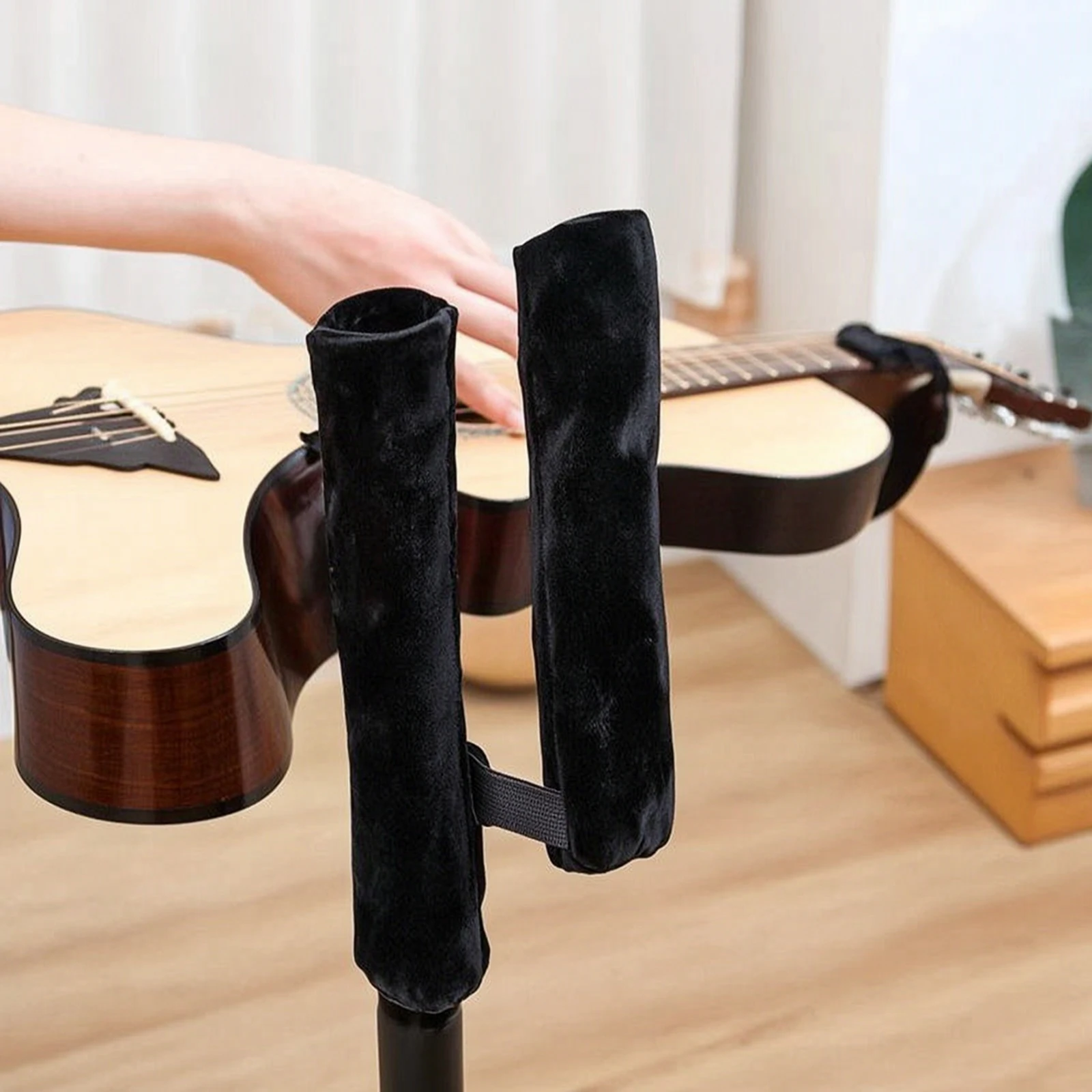 4 Pieces Guitar Stand Sleeve with Open Ends Velvety Velvet Safeguarding Sleeve Guitar Rack Cover Anti-Sticking Soft view 5