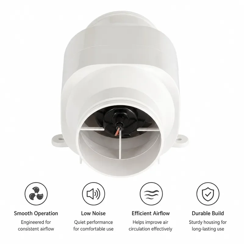 4 Inch 6-Blade Inline Duct Fan SFIB1-270-02 12V Copper Core Motor 270CFM Marine Bilge Air Blower Ventilation Exhaust Fan