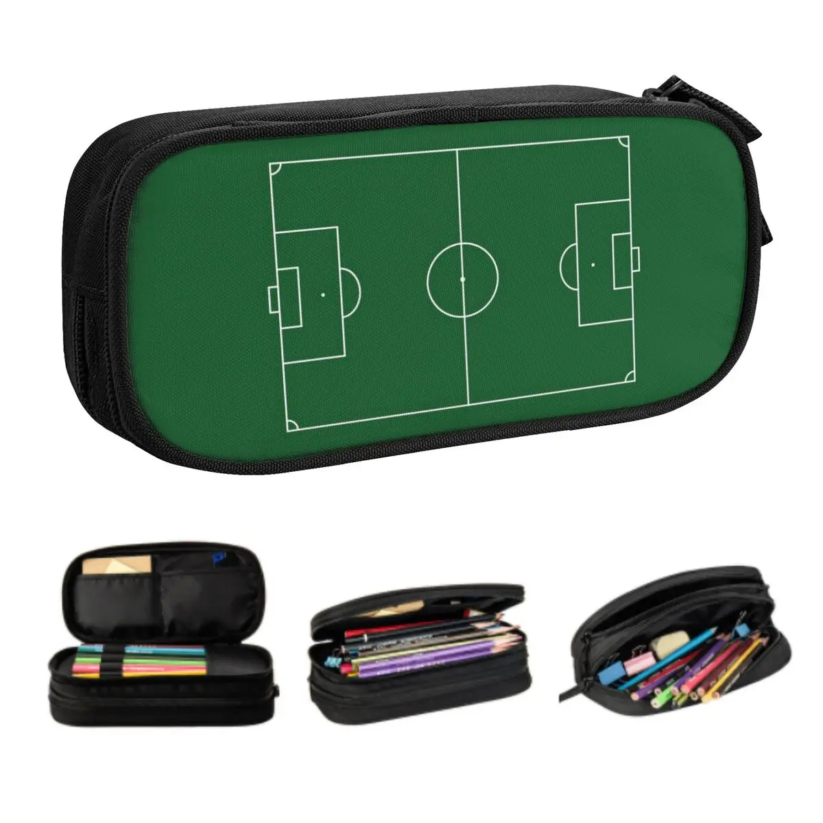 Custom Soccer Stadium Cute Pencil Cases Girls Boys Large Capacity Football Sport Fan Pencil Bag Pouch Students Stationery