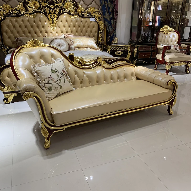 

European leather imperial concubine chair luxury balcony imperial concubine lounge chair solid wood BEAUTY COUCH small family be