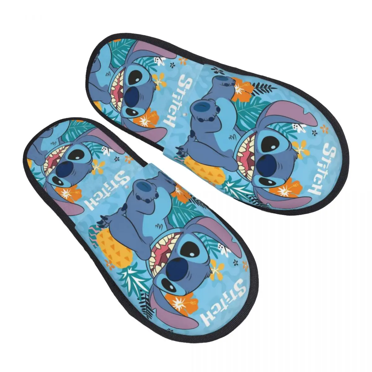 Winter Slippers Cute Cartoon Stitch Accessories Household Fur Slippers Slides Living Room Soft Non-skid Slides