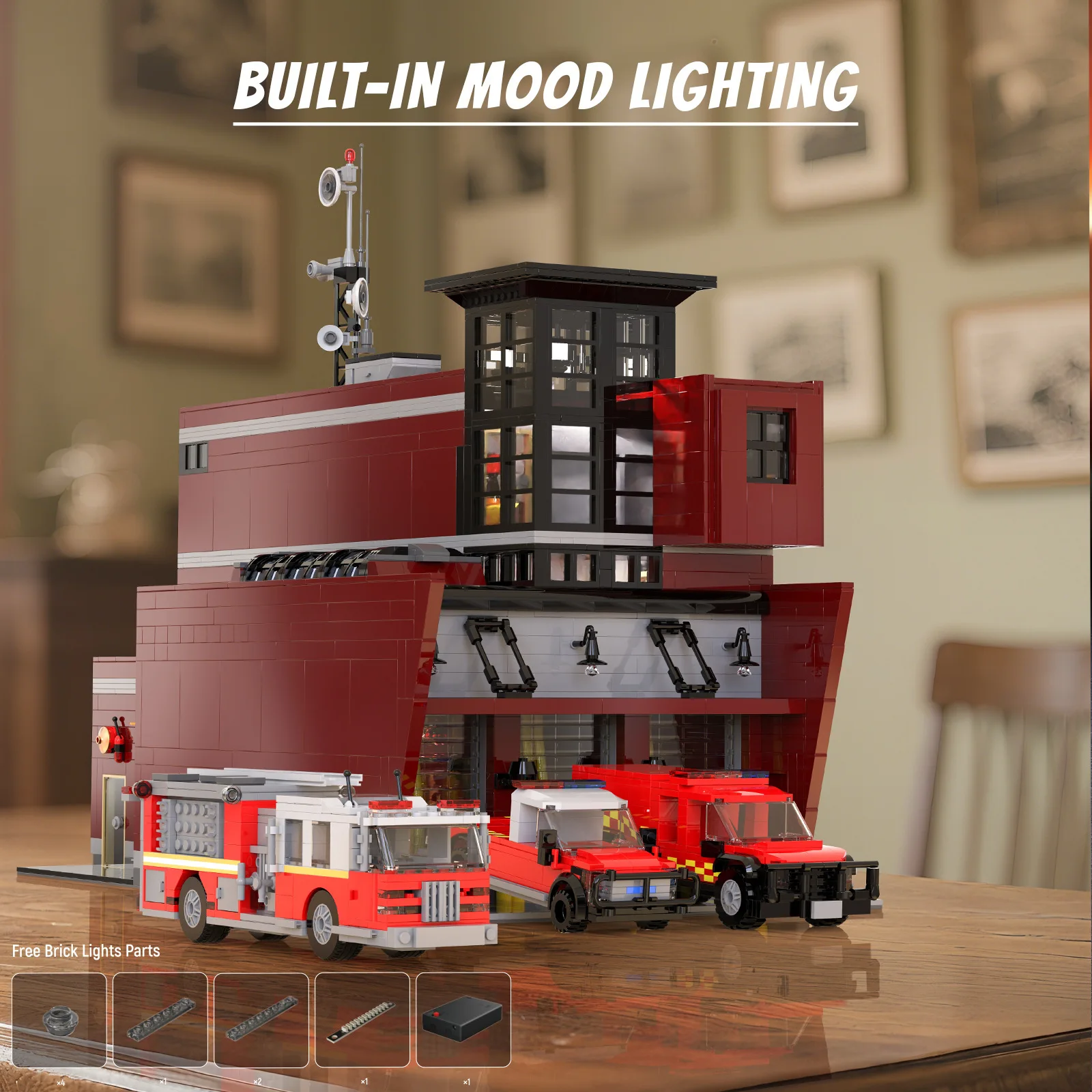 

Fire Station Fire Truck Model Building Blocks Set Ornaments Children Educational Toys Assembly Puzzle Bricks Birthday Gift 66103