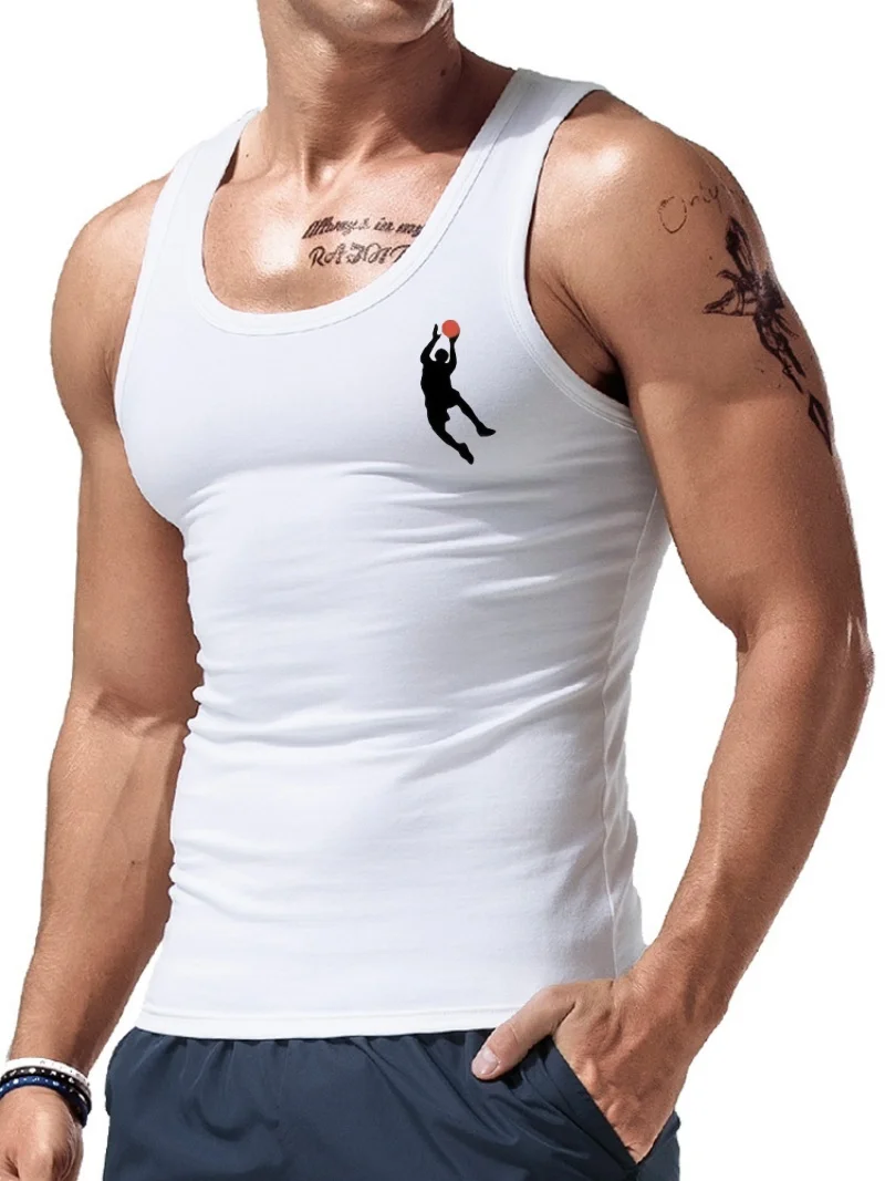 Men's Multi-Color Singlet Vests, Fitness Singlet Vests, Trendy hurdle, Sports, Spring and Summer Bottoming, American Style