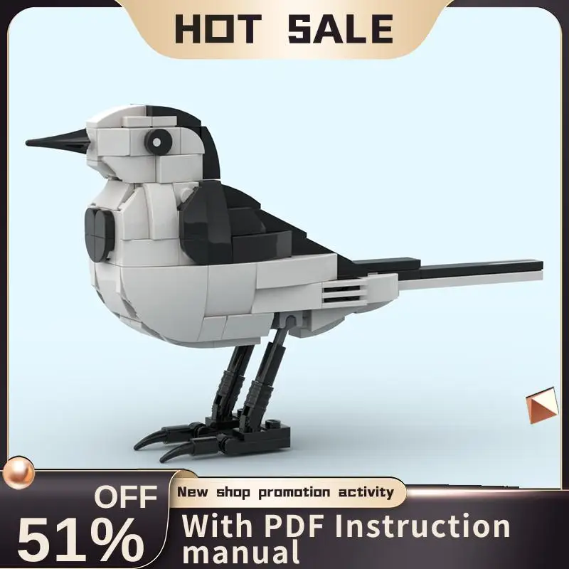 

New 177Pcs Famous Animal Brid Series Moc White Wagtail Model Custom Puzzle Diy Creative Ideas Kids Toys Birthday Gifts