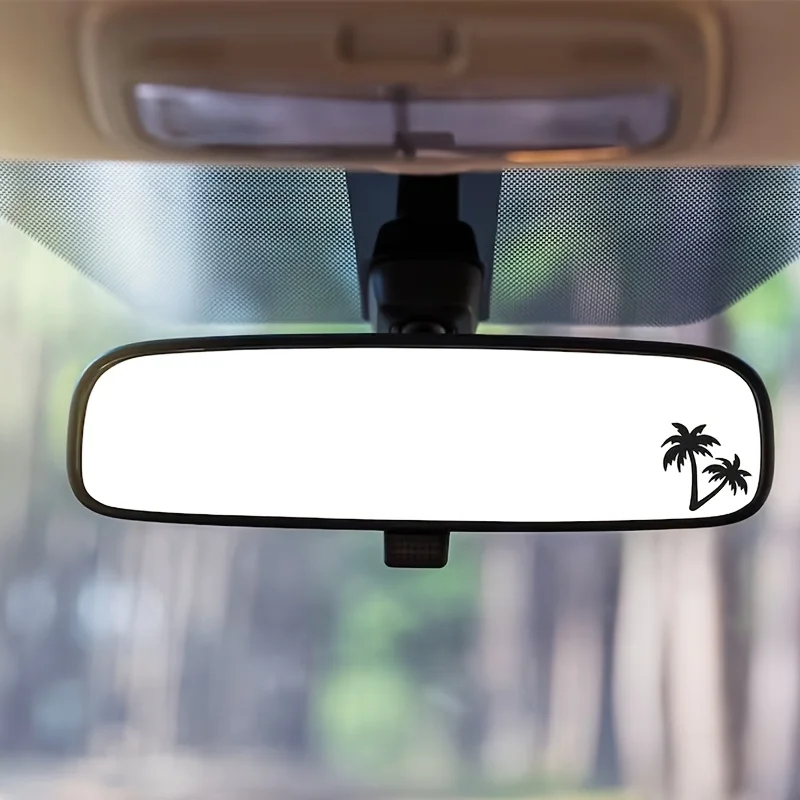

4PCS/SET Palm Tree Rear View Mirror Sticker – Black/White Waterproof Vinyl Decal for Car Interior Mini Decor