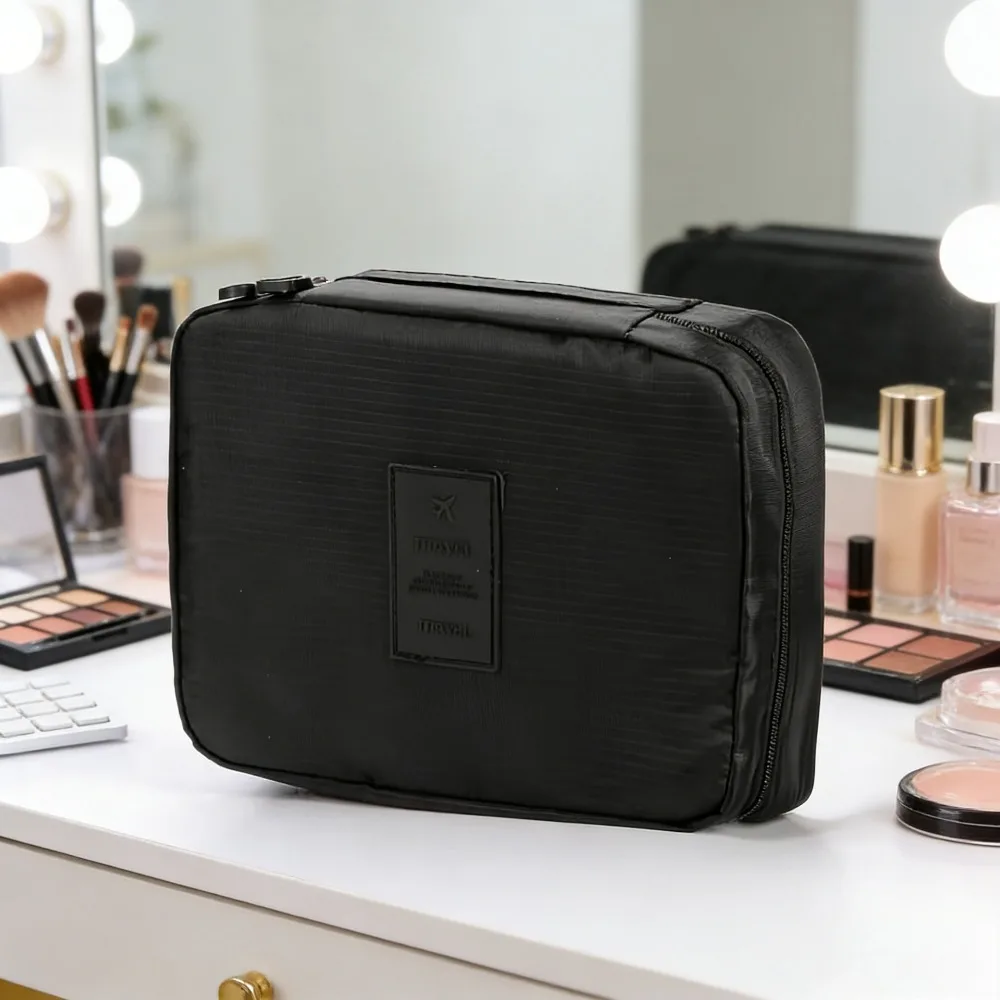 Large Capacity Toiletry Bag Multifunctional Double Layer Makeup Organizer Portable Lightweight Cosmetic Bag Luggage Packing