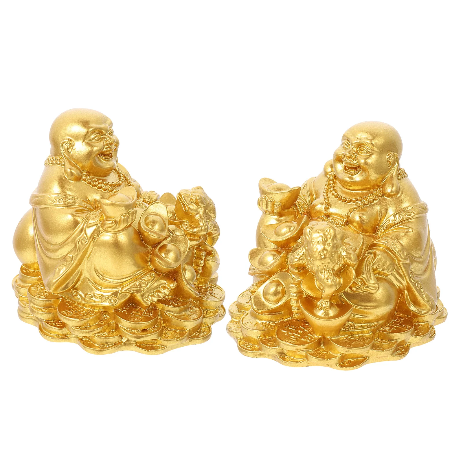 

2Pcs Resin Golden Toad Maitreya Buddha Statue Style Home Desktop Feng Shui Decoration Creative Auspicious Ornament Gift