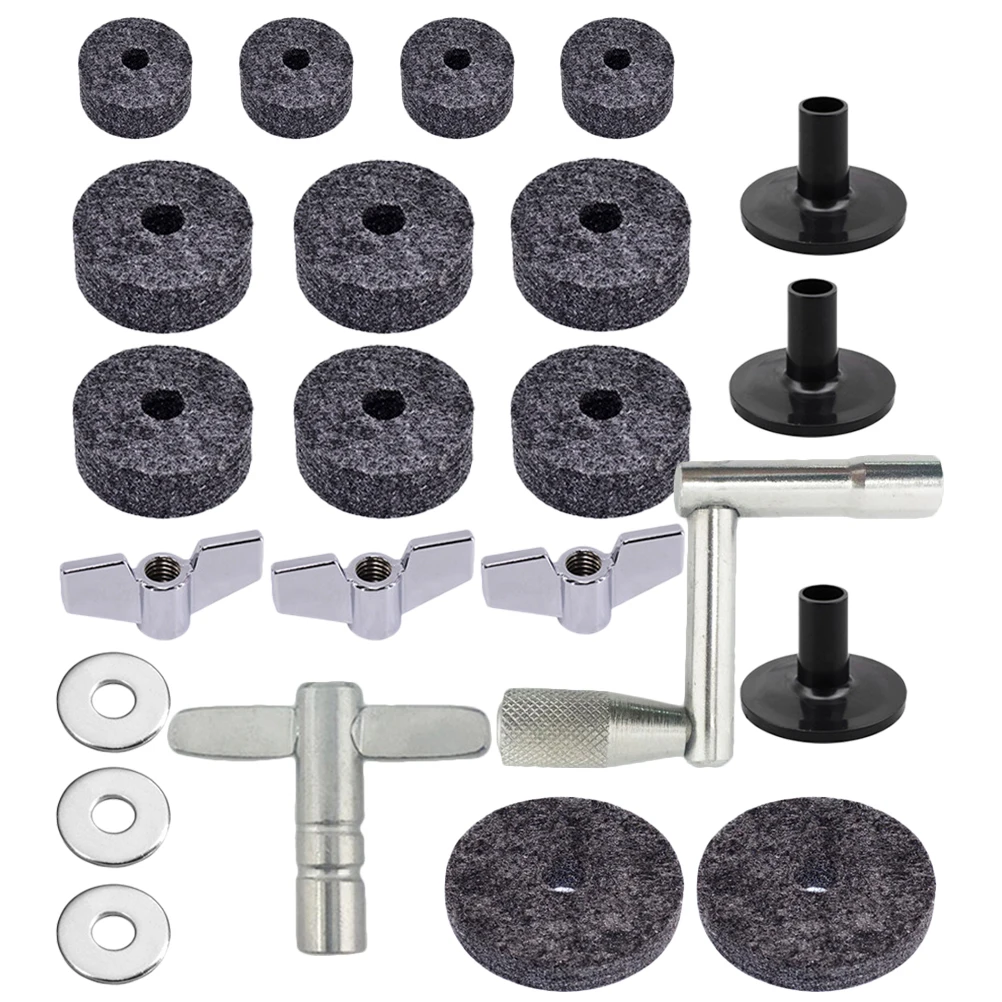 

1 set Grey Felts Non-Slip Felt Pads for Cymbal Drum Set Accessories Durable Drum Cymbal Clutch Felt Pads Strong Metal