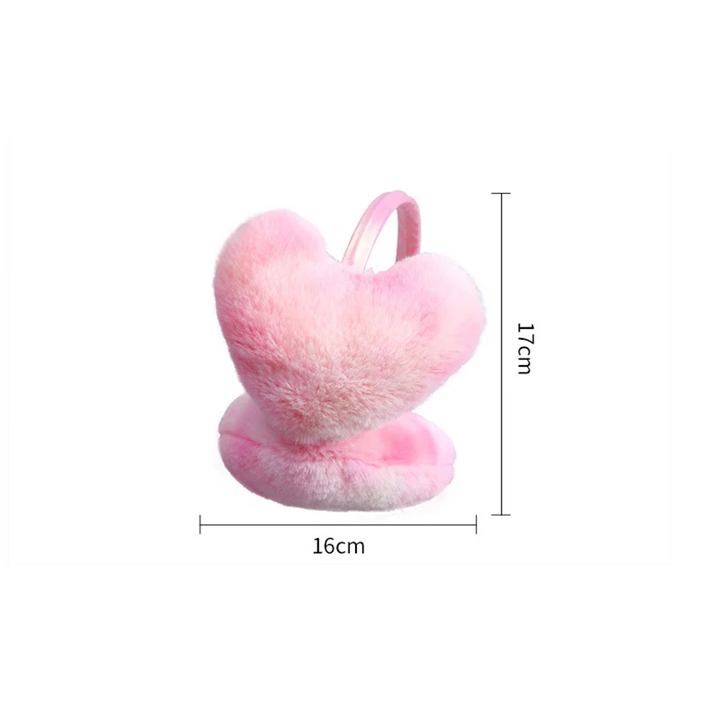 Gradient Color Heart-shaped Plush Earflap Earmuffs Women Earmuff Girls Ears Cover Colorful Winter Earmuff Elegant Earmuff