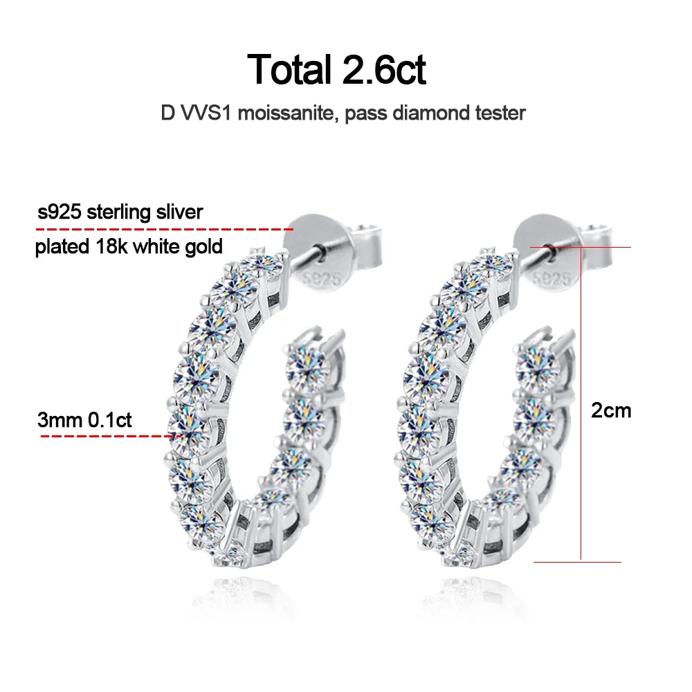 KNOBSPIN D VVS1 anting-anting Moissanite 925 perak murni disepuh 18k emas putih perhiasan Bagus Dengan anting pernikahan GRA untuk wanita