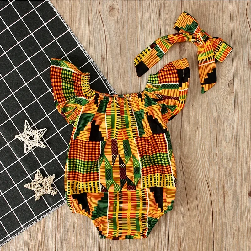 Baby Girl Summer African Rompers Dresses Kids Bohemian Print Jumpsuits Dashiki Bazin Robes Africane Riche Clothes Party Costumes