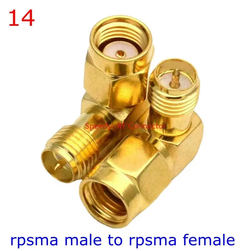 2 teile/los sma zu sma männlich weiblich gerade Stecker 90 Grad rechtwinkliges T-Stück Typ 3way Splitter rpsma zu RP-SMA männlichen Adapter rf