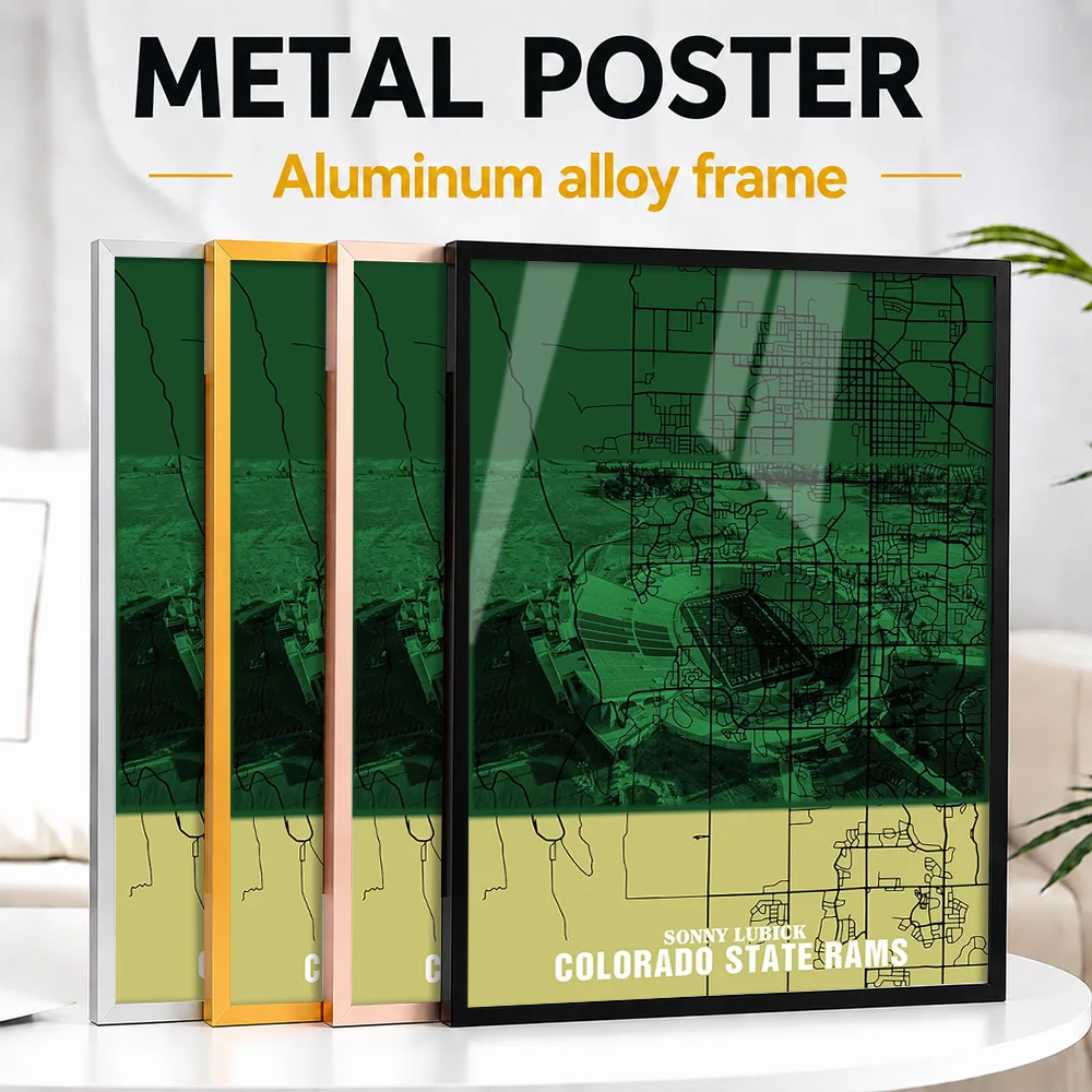 Colorado State Stadium Metal Poster With Aluminum Alloy Frame Personalized Cartographic Wall Art For Clubhouse Reception Area