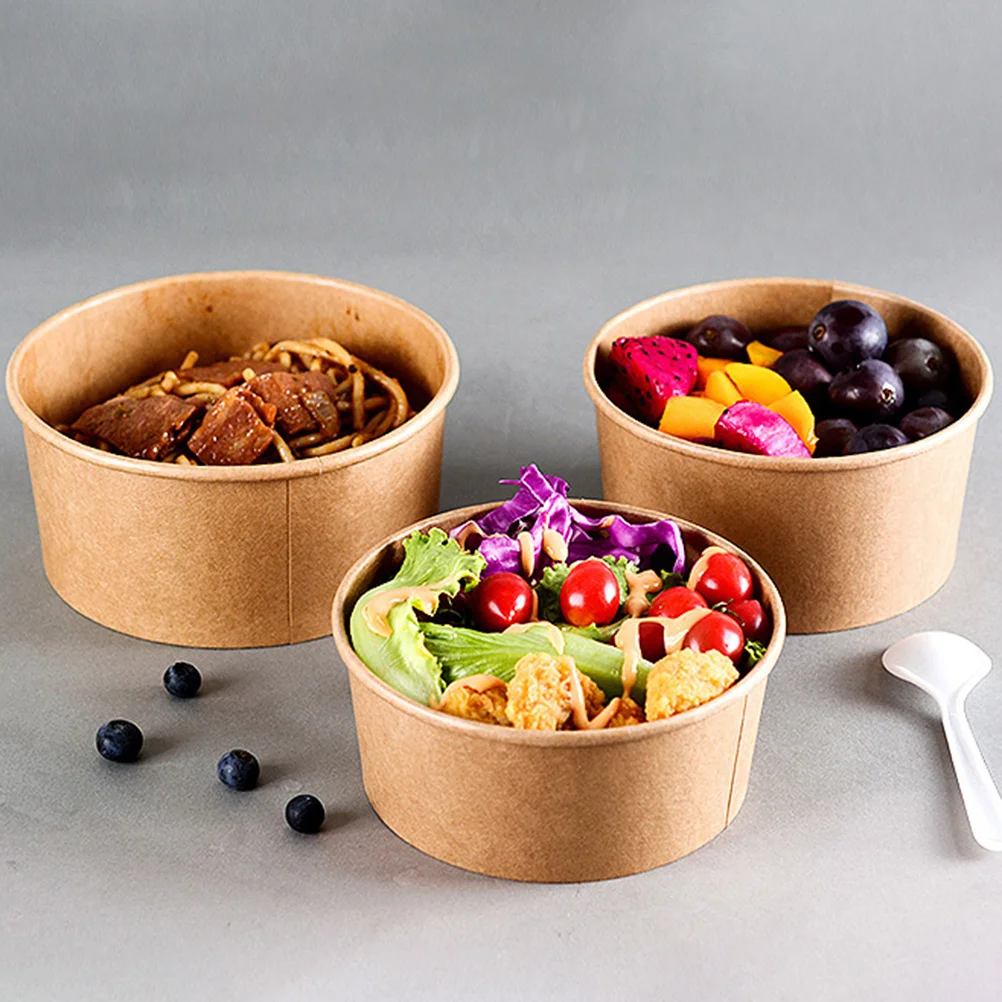 

50pcs 8 Oz Kraft Soup Cups Natural Kraft Paper Food Containers Leak Resistant Greaseproof Takeout Bowls For Meal Prep Ice Cream