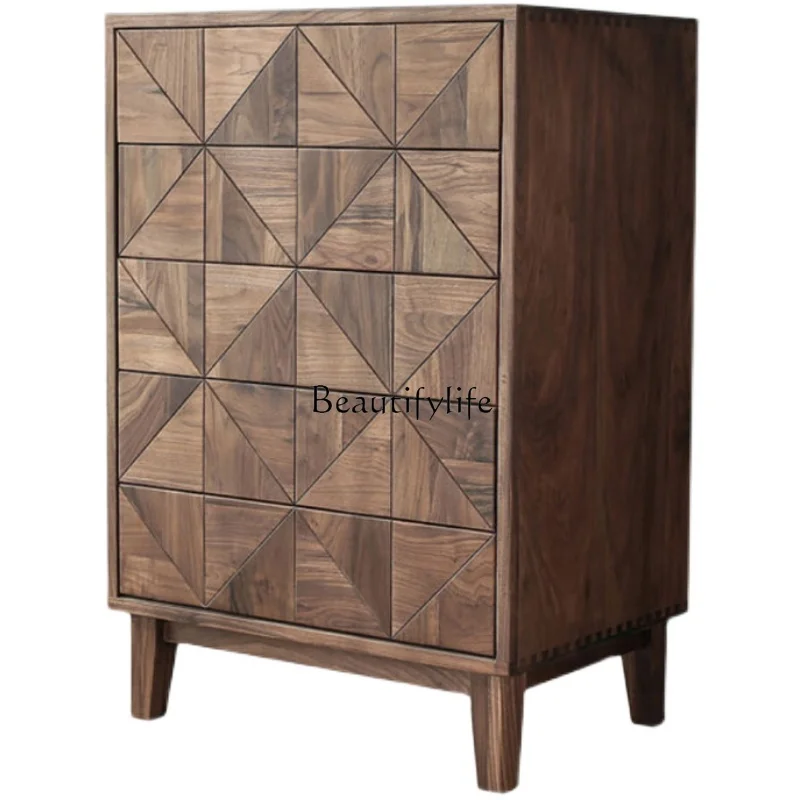 

North American black walnut chest storage edge Nordic solid wood storage cabinet