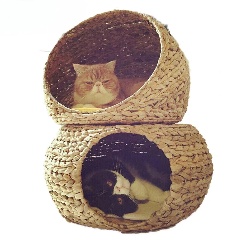 Cat Nest Removable and Washable Double-Layer Rattan Summer Villa Closed Banana Leaf  Climbing Frame  House  Toy