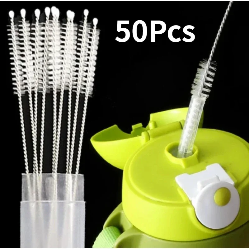 Stainless Bending Straw Brush Cleaner Soft Hair Suction Glass Tube Cleaning Brushes Baby Kids Bottle Brush Long Handle Reusable