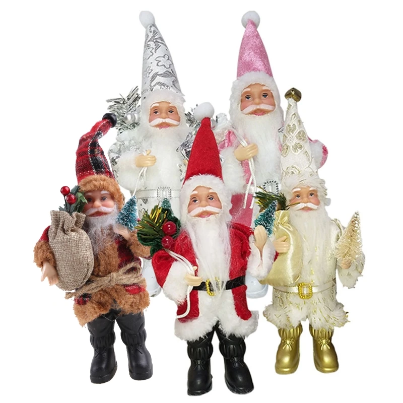 9'' Standing Santa Figurines Christmas Figure Decorations Hanging Xmas Tree Ornaments Santa for Doll Toy Dropsale