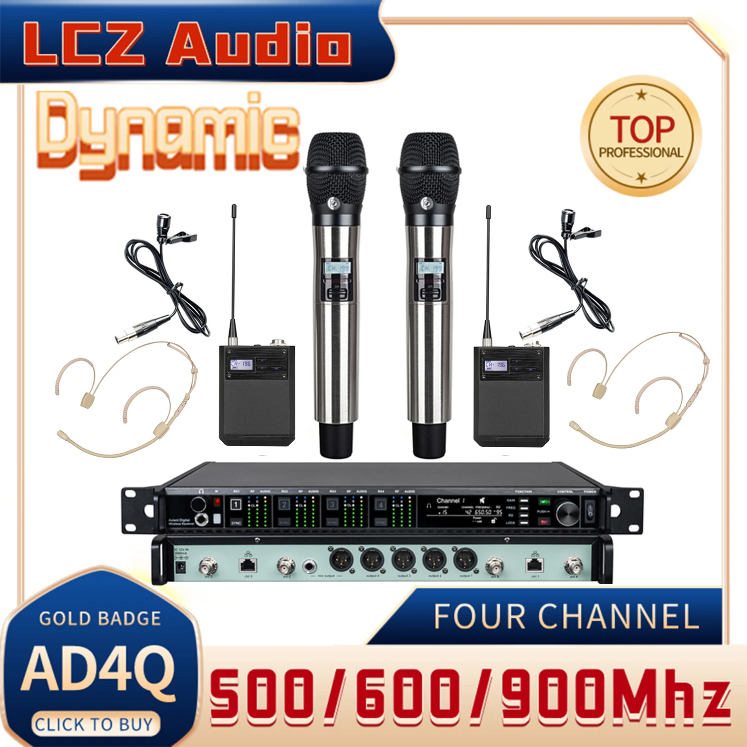 

AD4Q Professional Wireless Microphone 4 Channel KSM8 KSM11 True Diversity Dynamic Microfono For Stage Performance Audio System