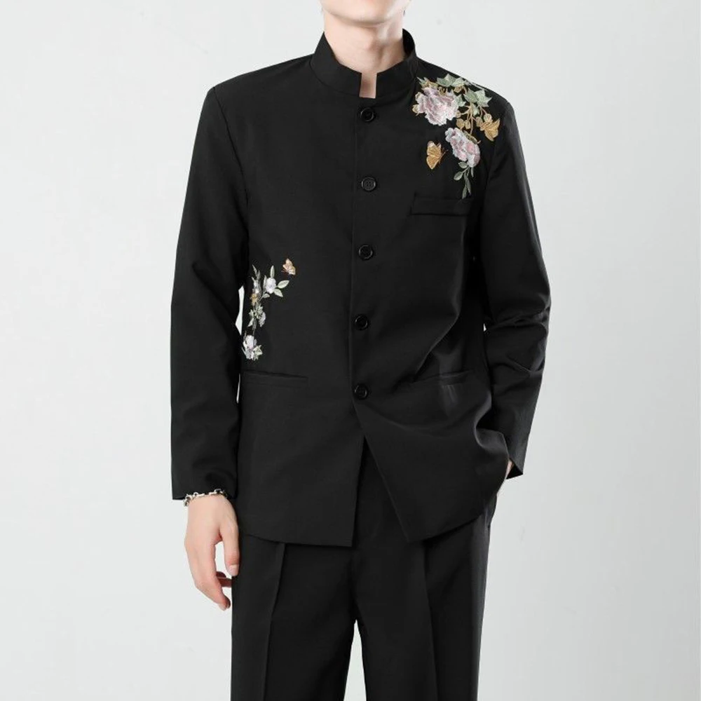 2026 Summer New Men's Embroidered Long-Sleeved Jacket Chinese Retro Fashion Light Luxury Trendy Loose Casual Niche Men's Top