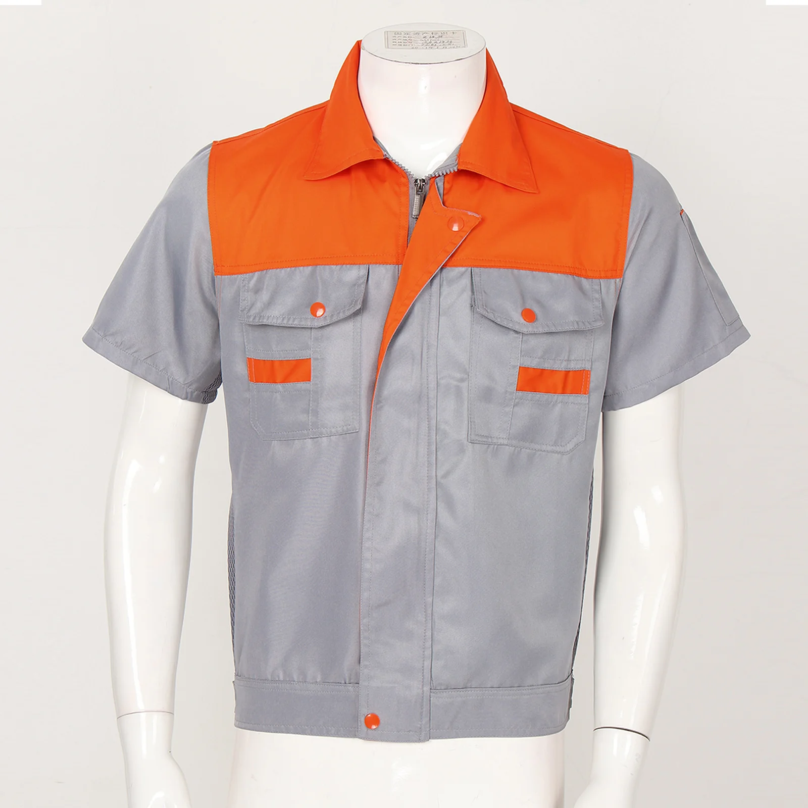 Chemise de travail à manches courtes pour hommes, vêtements de travail à col rabattu, uniforme de mécanicien