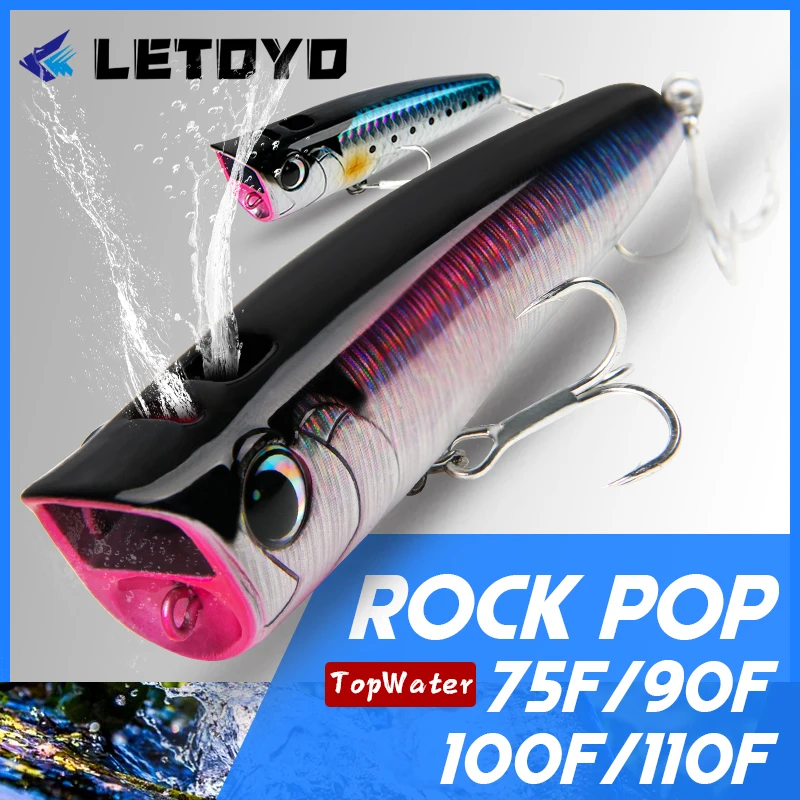 Isca Artificial Flutuante LETOYOTopwater Popper 8.5-30g para Pesca de Bass, Perch e Pike